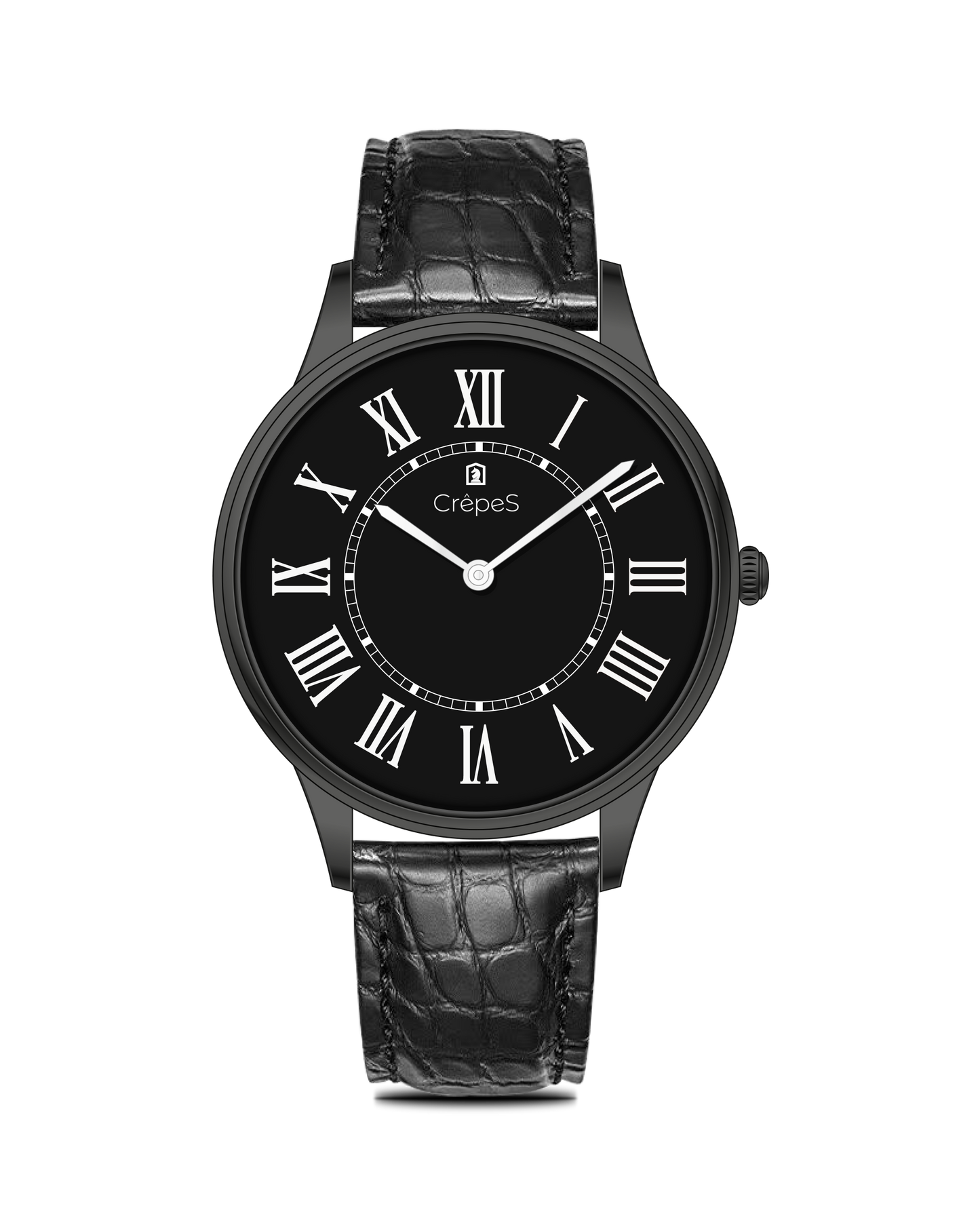 ROMAN EDGE LEATHER STRAP WATCH WITH JAPANESE MOVEMENT | MEN