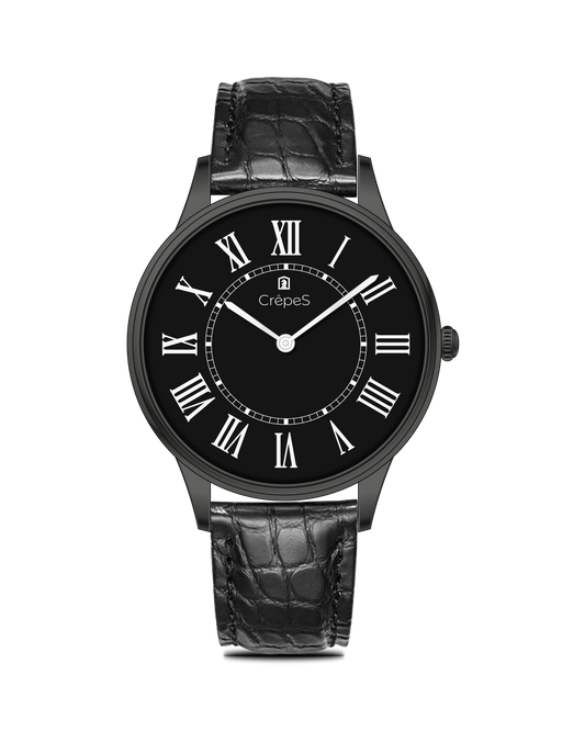 ROMAN EDGE LEATHER STRAP WATCH WITH JAPANESE MOVEMENT | MEN