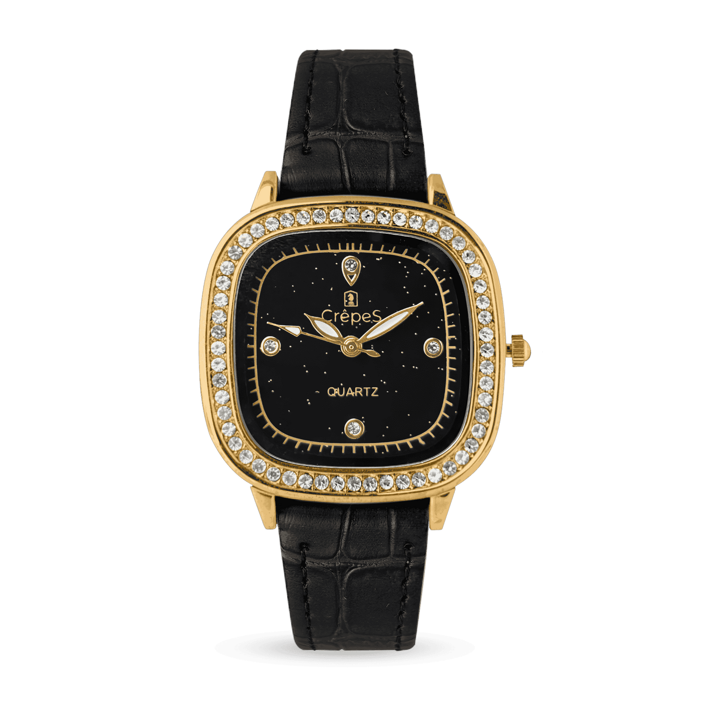 OPAL STONE PU LEATHER STRAP WATCH | WOMEN