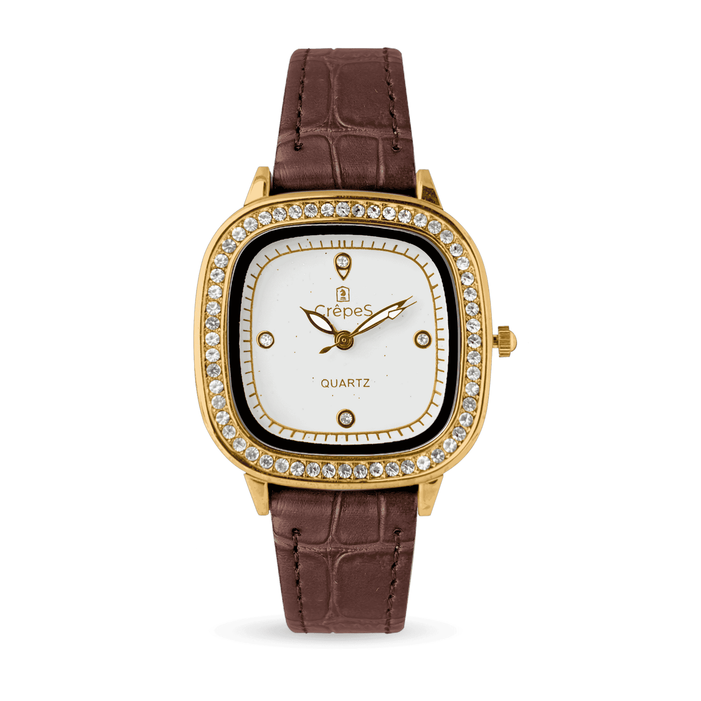 OPAL STONE PU LEATHER STRAP WATCH | WOMEN