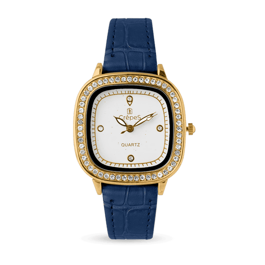 OPAL STONE PU LEATHER STRAP WATCH | WOMEN