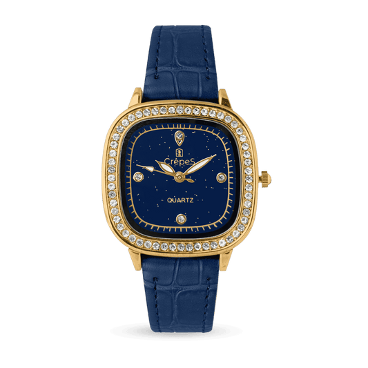 OPAL STONE PU LEATHER STRAP WATCH | WOMEN