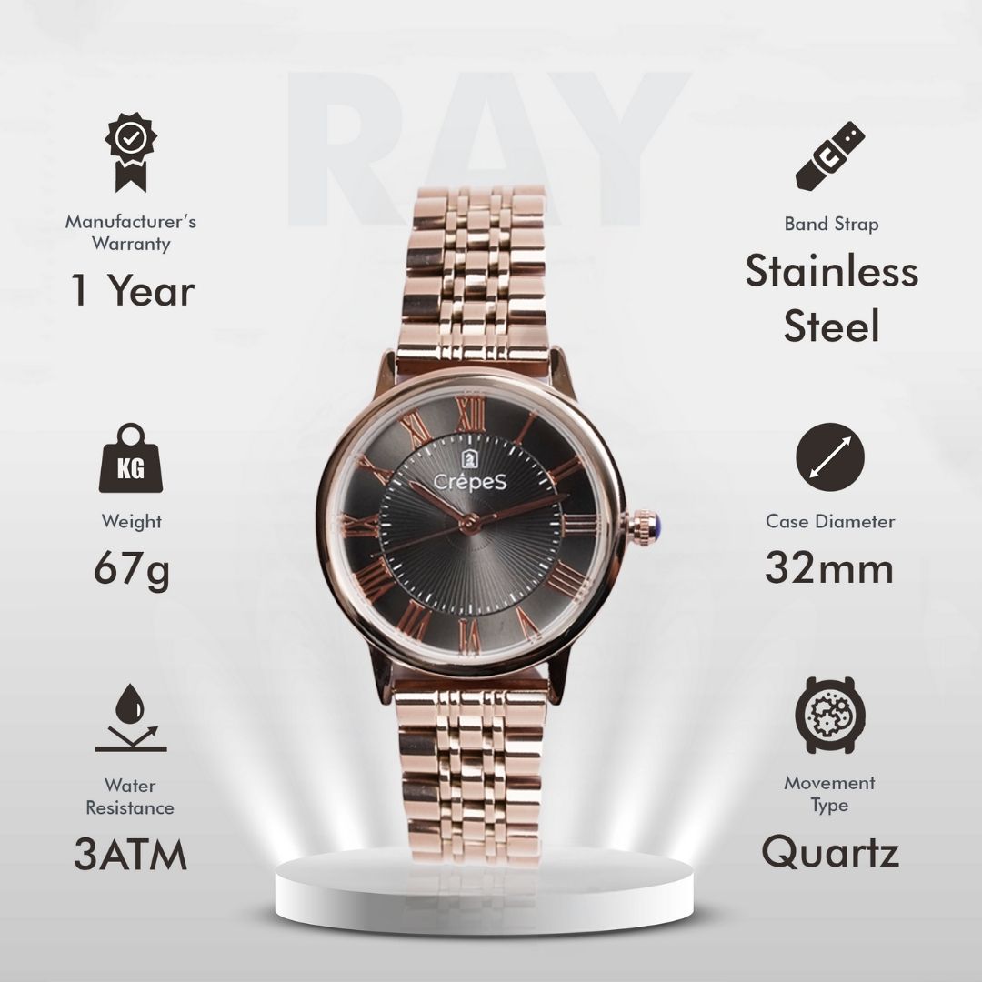 RAY ROMAN ROSE GOLD STAINLESS STEEL | WOMEN