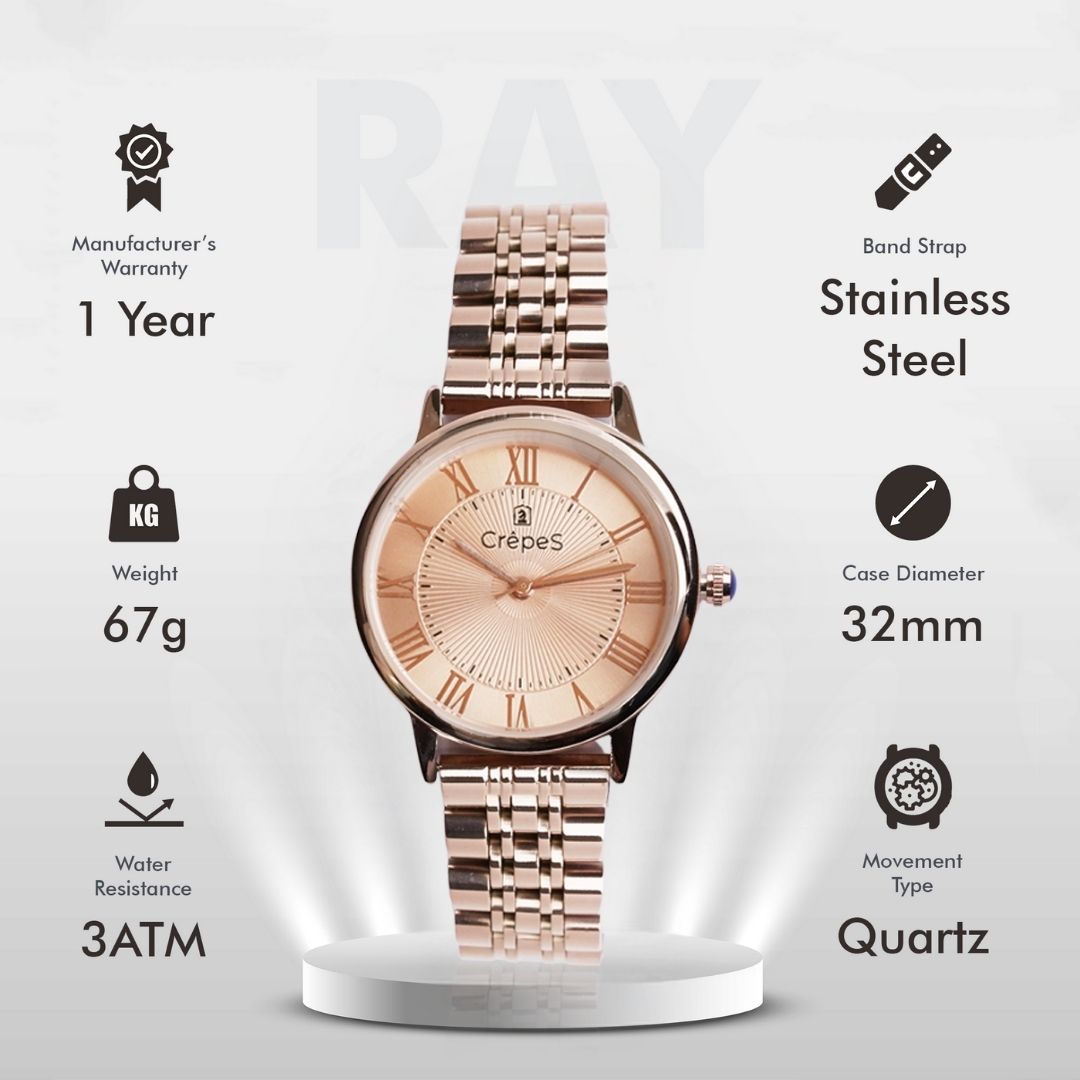 RAY ROMAN ROSE GOLD STAINLESS STEEL | WOMEN