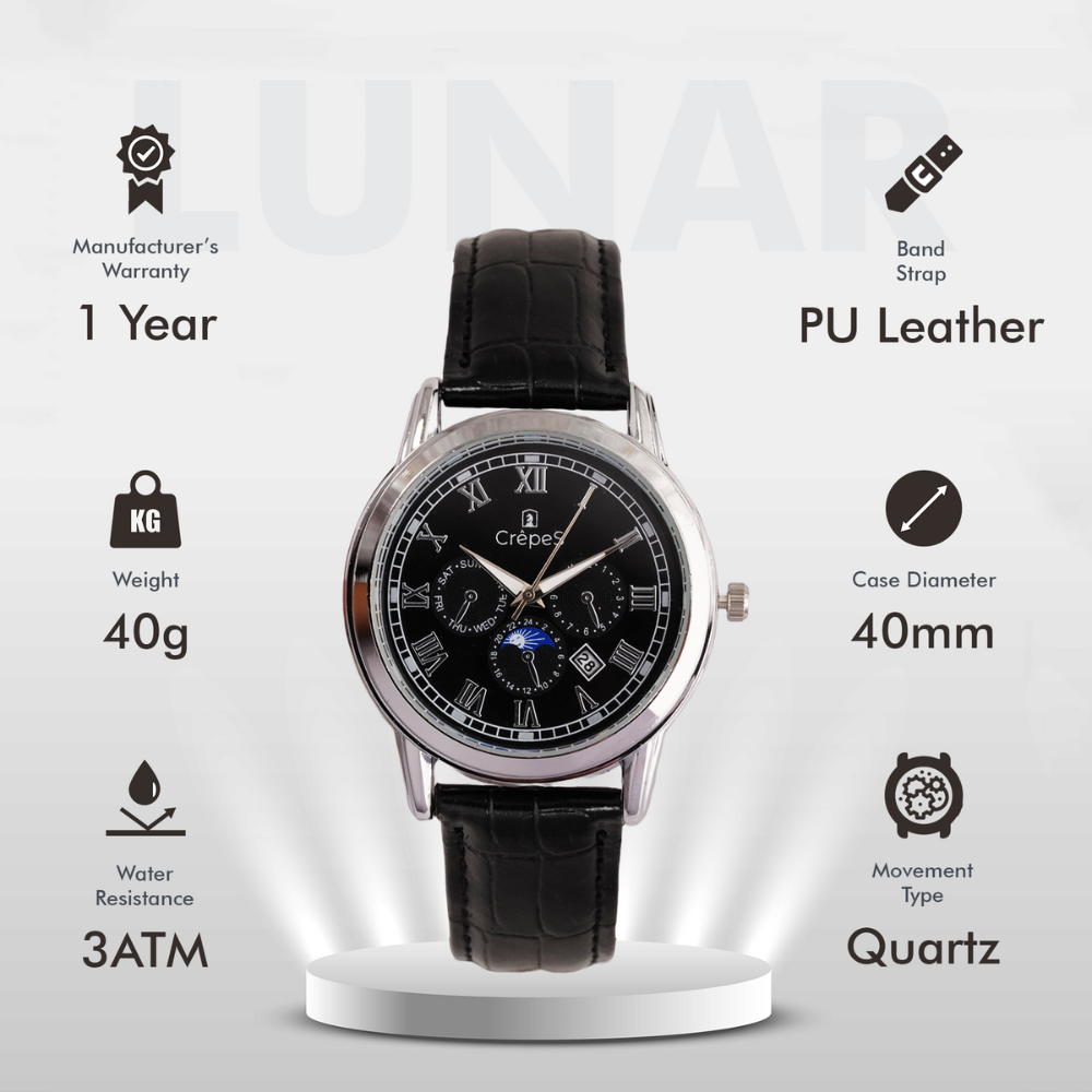LUNAR SILVER-BLACK BK LEATHER | MEN