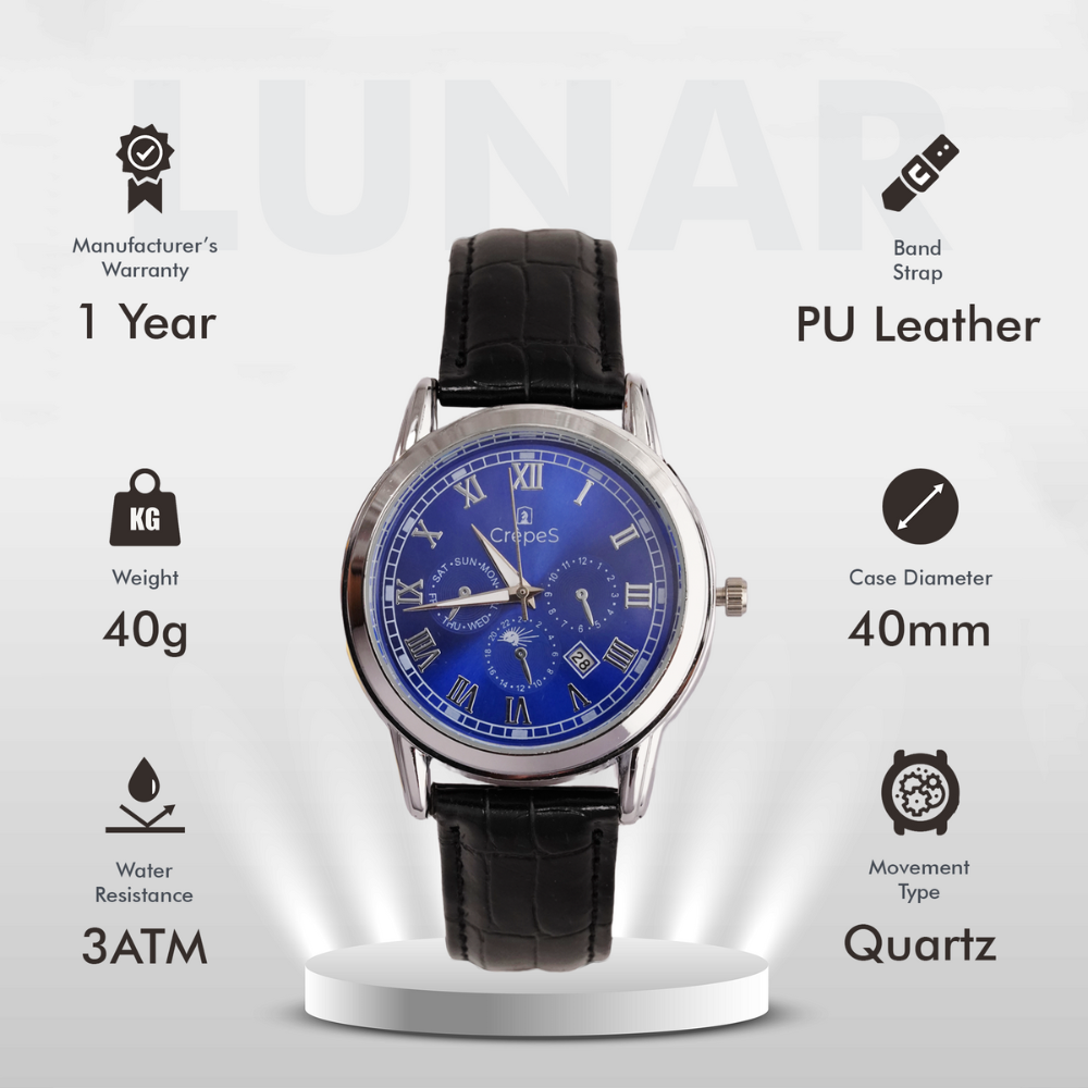 LUNAR SILVER-BLUE BK LEATHER | MEN