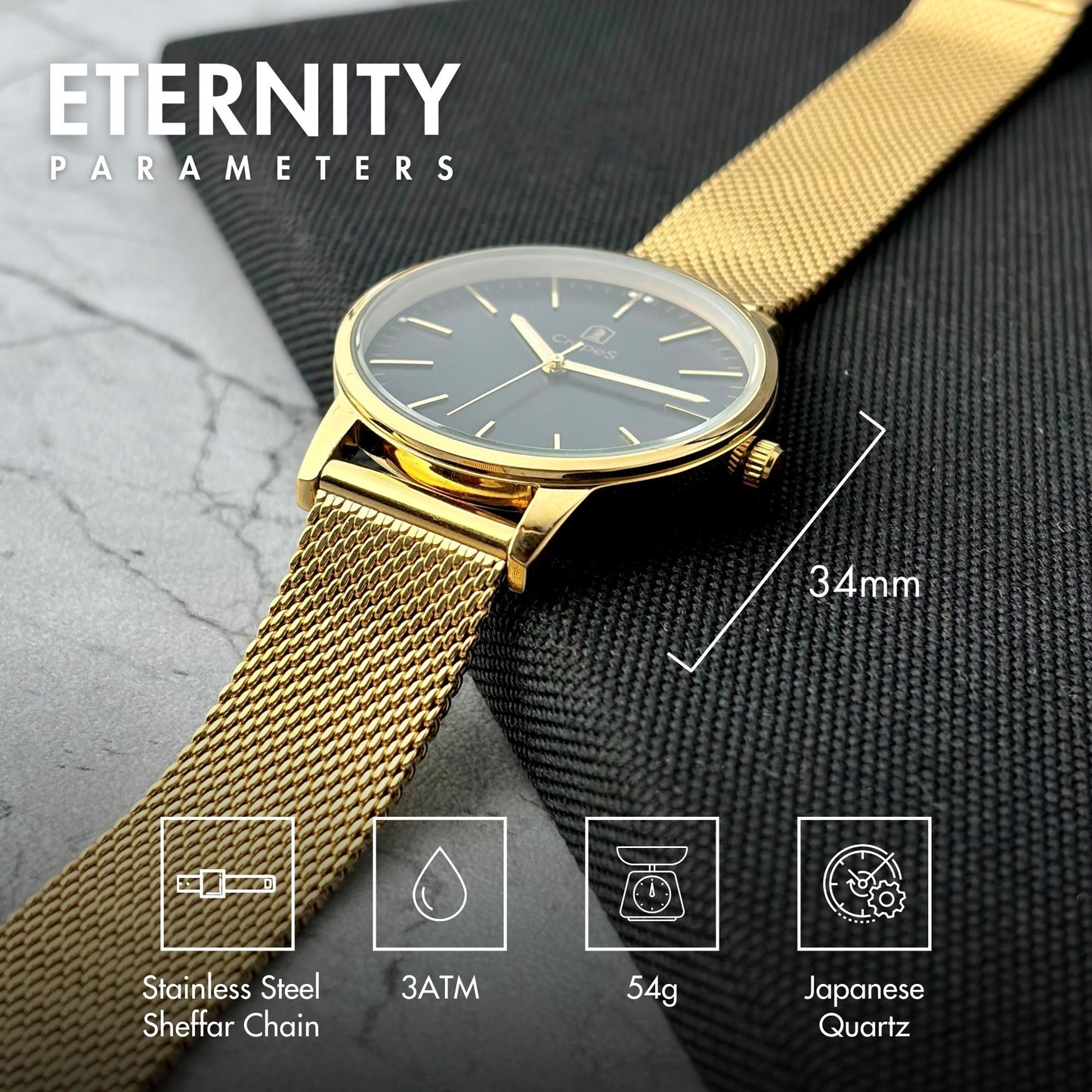 ETERNITY SHEFFAR MESH STRAP WITH JAPANESE MOVEMENT | WOMEN