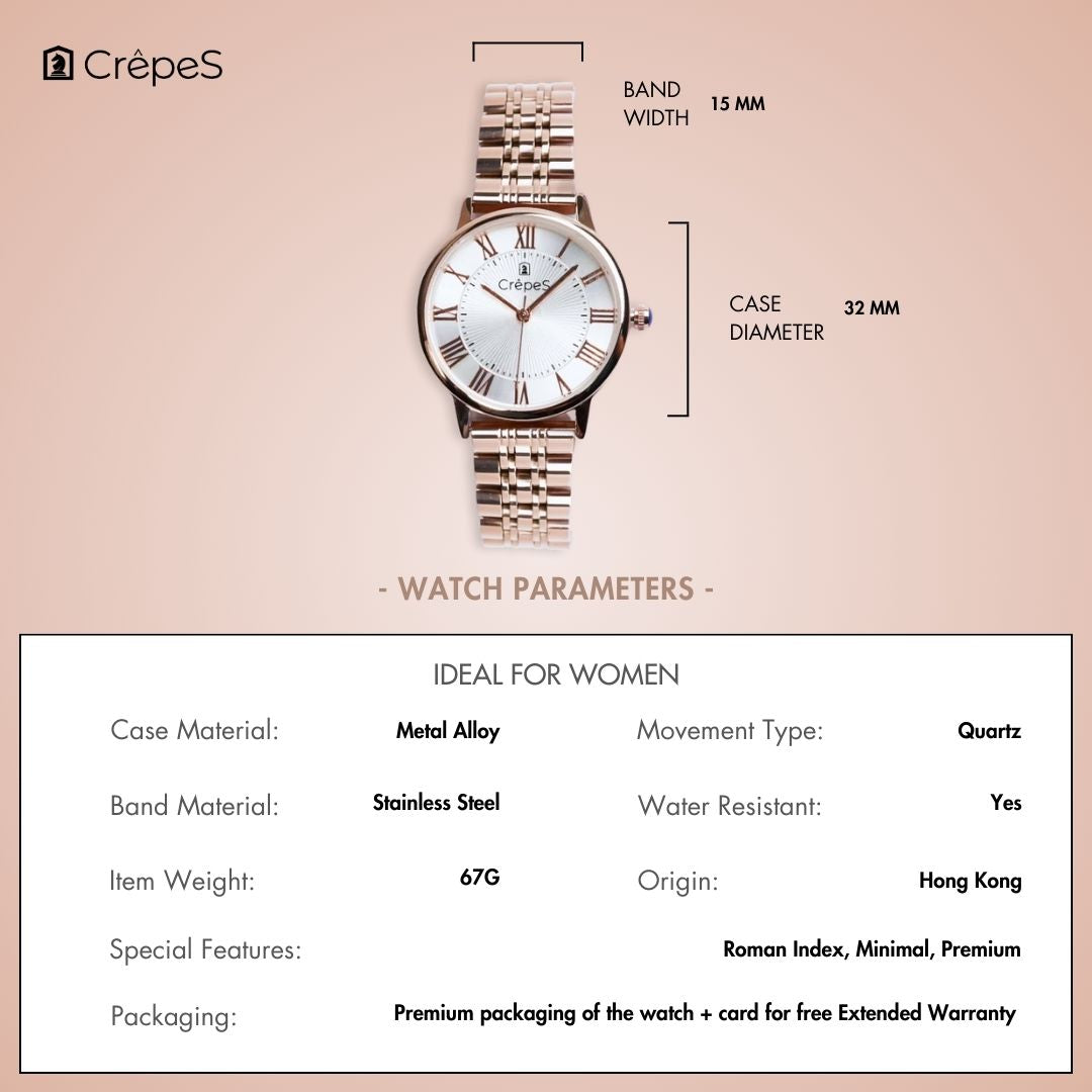 RAY ROMAN ROSE GOLD STAINLESS STEEL | WOMEN