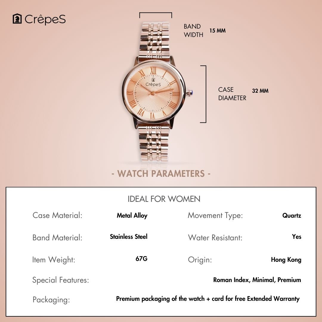 RAY ROMAN ROSE GOLD STAINLESS STEEL | WOMEN