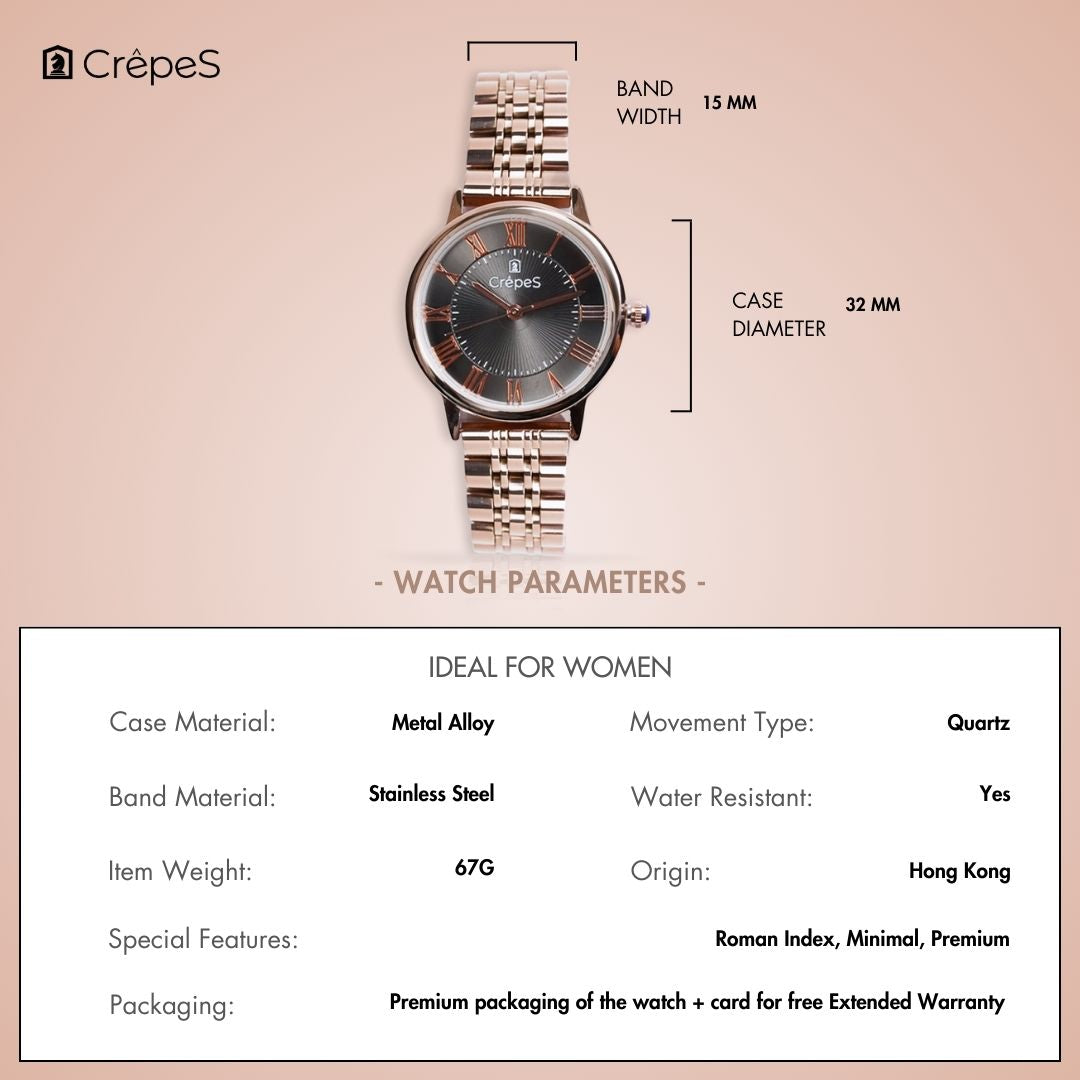 RAY ROMAN ROSE GOLD STAINLESS STEEL | WOMEN