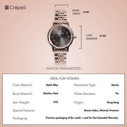 RAY ROMAN ROSE GOLD STAINLESS STEEL | WOMEN