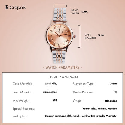 RAY ROMAN DUO TONE-ROSE GOLD STAINLESS STEEL | WOMEN