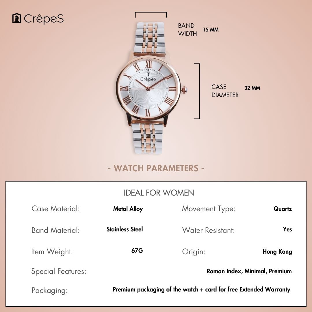 RAY ROMAN DUO TONE-ROSE GOLD STAINLESS STEEL | WOMEN