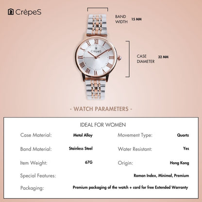 RAY ROMAN DUO TONE-ROSE GOLD STAINLESS STEEL | WOMEN