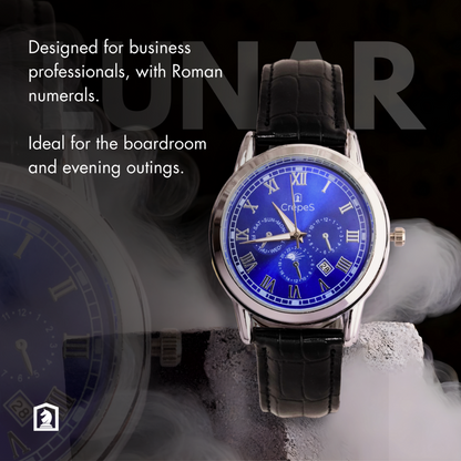 LUNAR SILVER-BLUE BK LEATHER | MEN