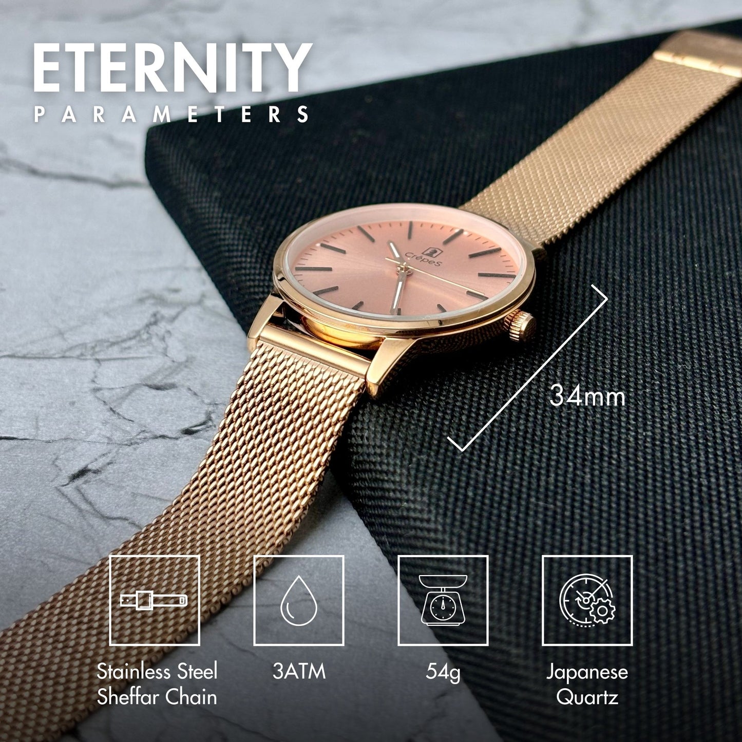 ETERNITY SHEFFAR MESH STRAP WITH JAPANESE MOVEMENT | WOMEN