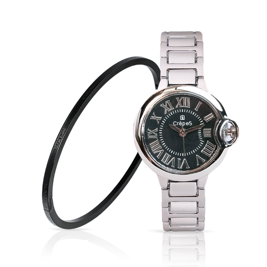 CLASSIC SILVER-BLACK & SIGNATURE BRACELET BLACK COMBO | WOMEN