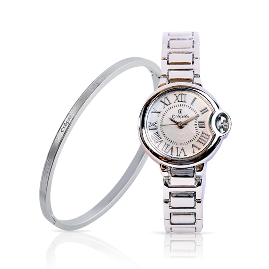 CLASSIC SILVER-WHITE & SIGNATURE BRACELET SILVER COMBO | WOMEN