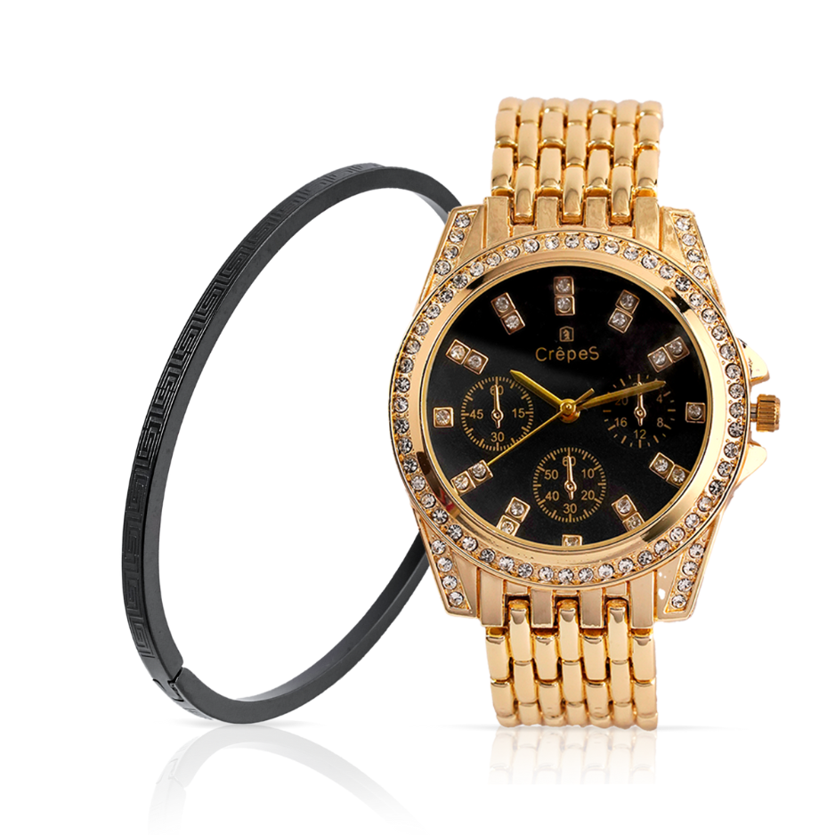 MAGNA STONE GOLD-BLACK & VERCE BRACELET BLACK COMBO | WOMEN