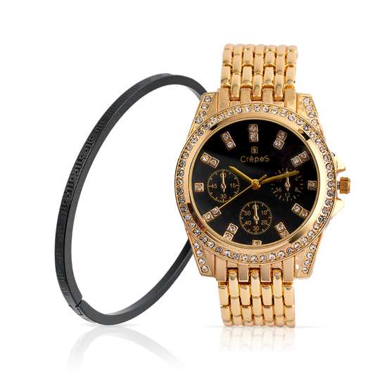 MAGNA STONE GOLD-BLACK & VERCE BRACELET BLACK COMBO | WOMEN