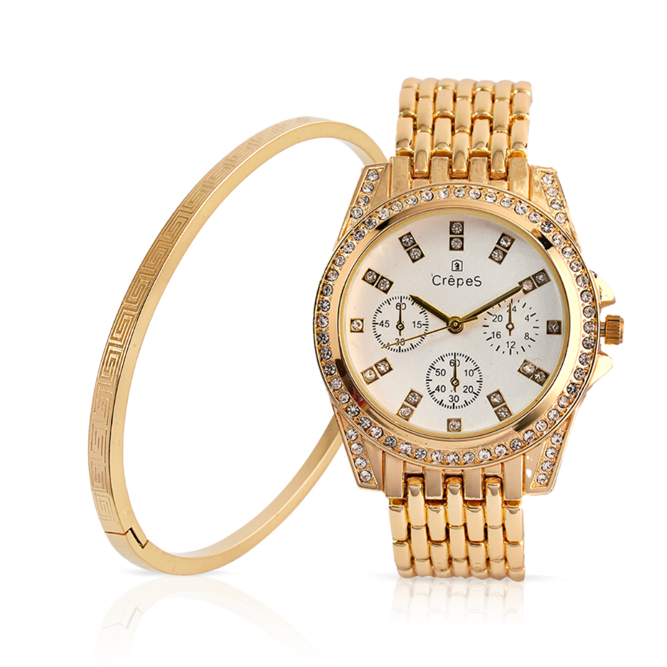 MAGNA STONE GOLD=WHITE & VERCE BRACELET GOLD COMBO | WOMEN