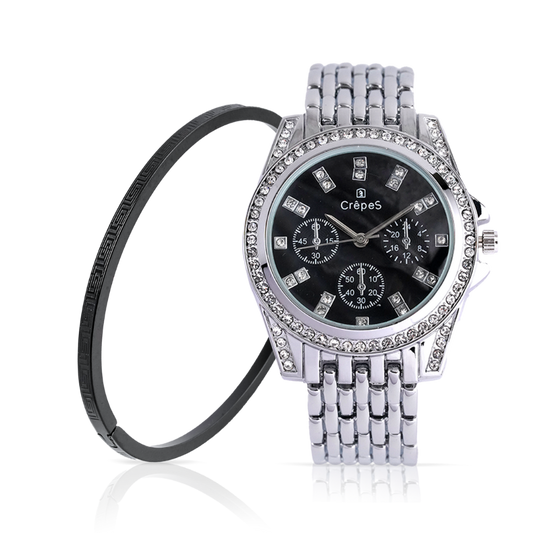 MAGNA STONE SILVER-BLACK & VERCE BRACELET BLACK COMBO | WOMEN