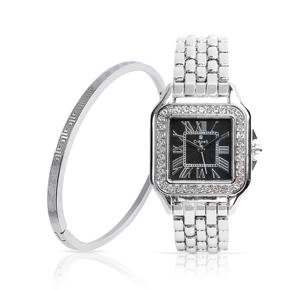 CARTELLA STONE SILVER-BLACK & VERCE BRACELET SILVER COMBO | WOMEN