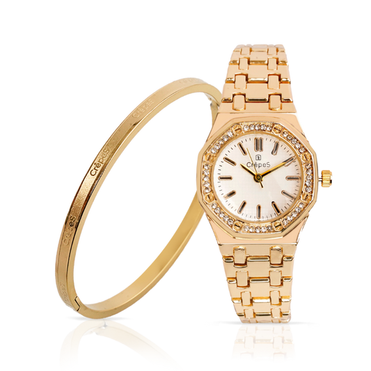 OCTA GOLD-WHITE & SIGNATURE BRACELET GOLD COMBO | WOMEN