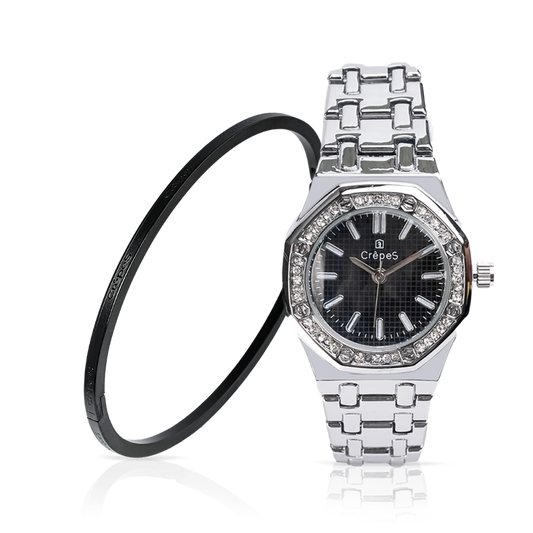 OCTA SILVER-BLACK & SIGNATURE BRACELET BLACK COMBO | WOMEN