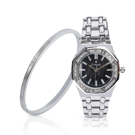 OCTA SILVER-BLACK & SIGNATURE BRACELET SILVER COMBO | WOMEN