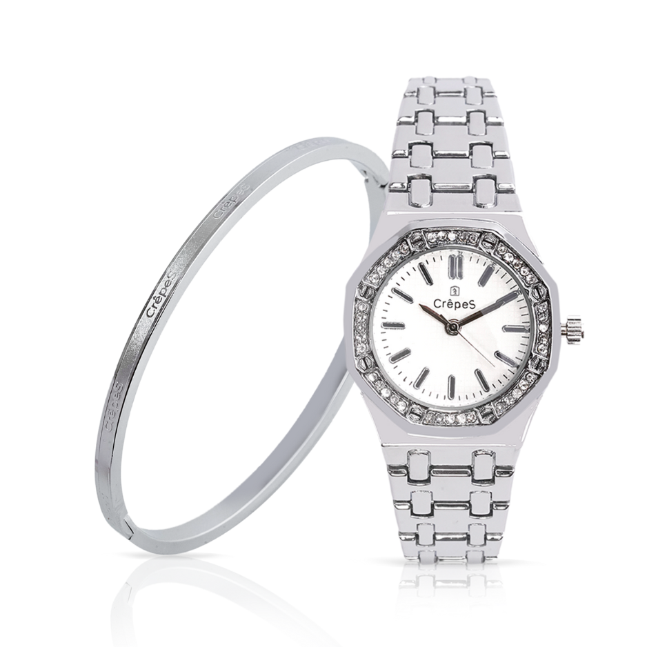 OCTA SILVER-WHITE & SIGNATURE BRACELET SILVER COMBO | WOMEN