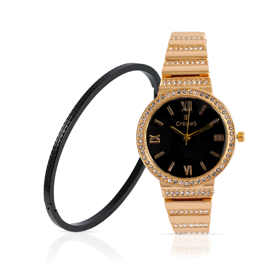 ORBIT GOLD-BLACK & ZIGZAG BRACELET BLACK COMBO | WOMEN