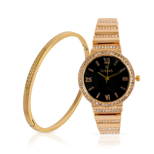 ORBIT GOLD-BLACK & ZIGZAG BRACELET GOLD COMBO | WOMEN