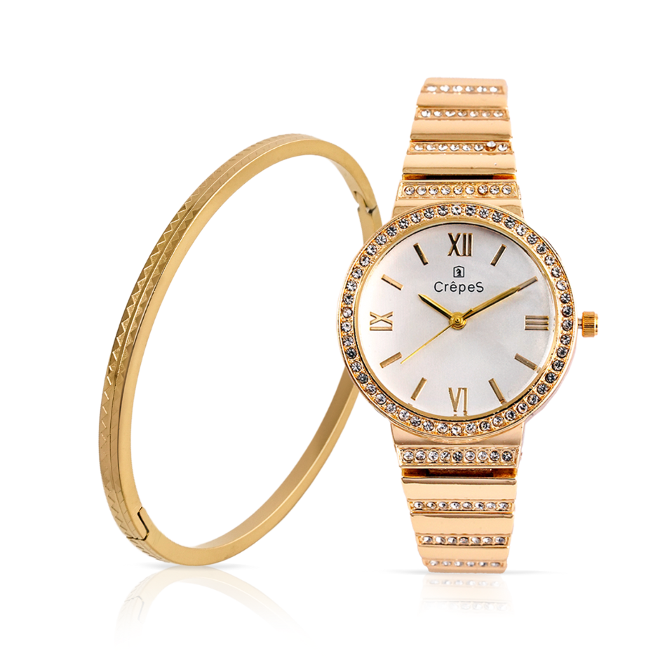 ORBIT GOLD-WHITE & ZIGZAG BRACELET GOLD COMBO | WOMEN