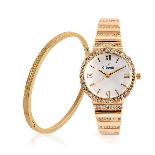 ORBIT GOLD-WHITE & ZIGZAG BRACELET GOLD COMBO | WOMEN