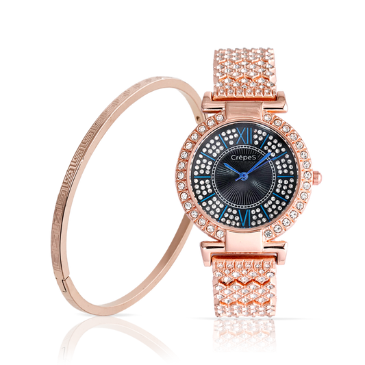 LUSTRE ROSE GOLD-BLACK & VERCE BRACELET ROSE-GOLD COMBO | WOMEN