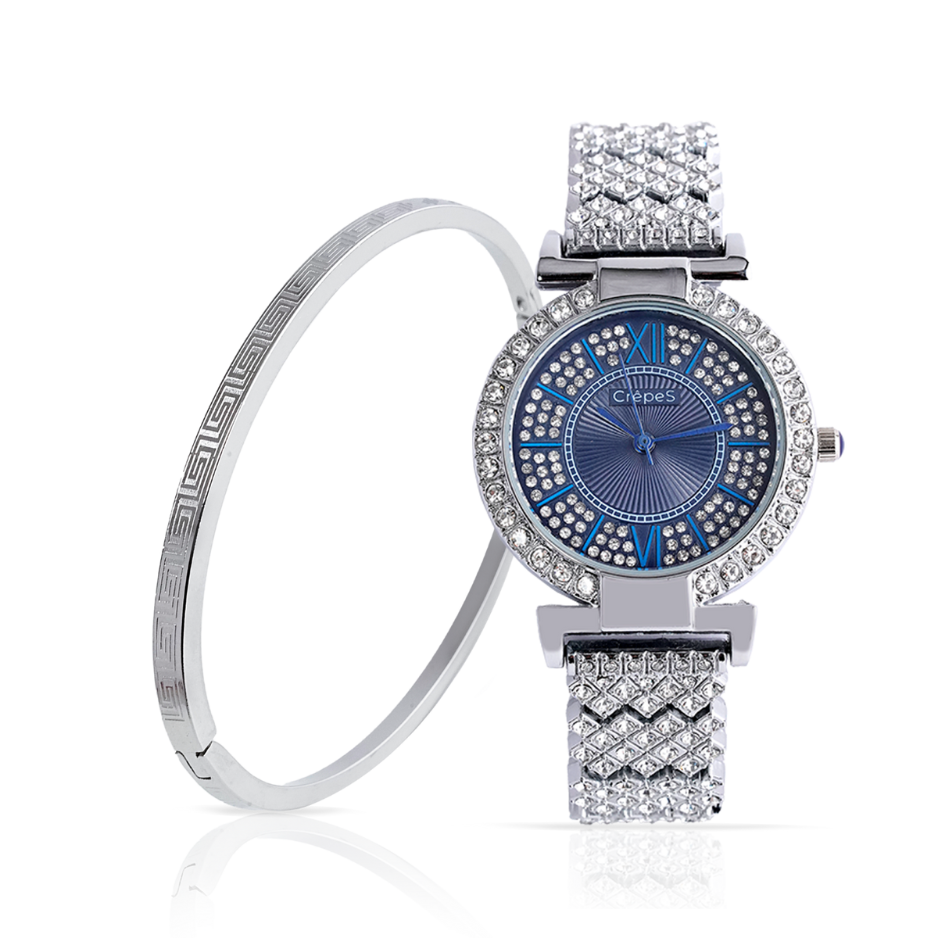 LUSTRE SILVER-BLUE & VERCE BRACELET SILVER COMBO | WOMEN