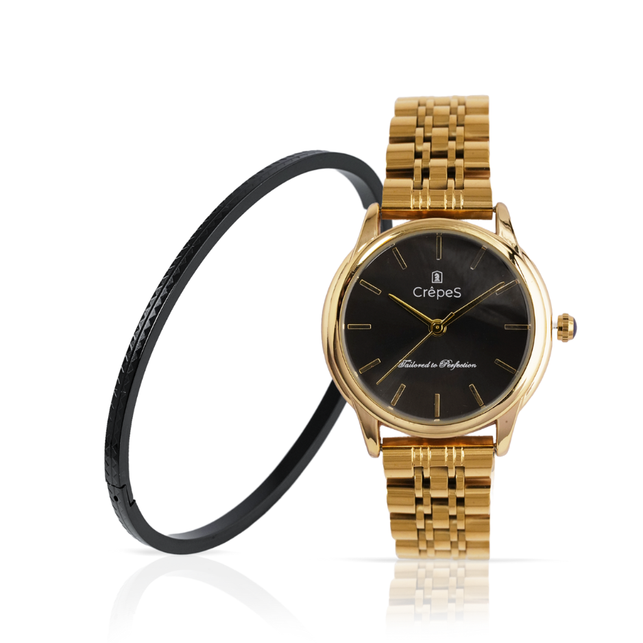 DOME GOLD-BLACK & ZIGZAG BRACELET BLACK COMBO | WOMEN