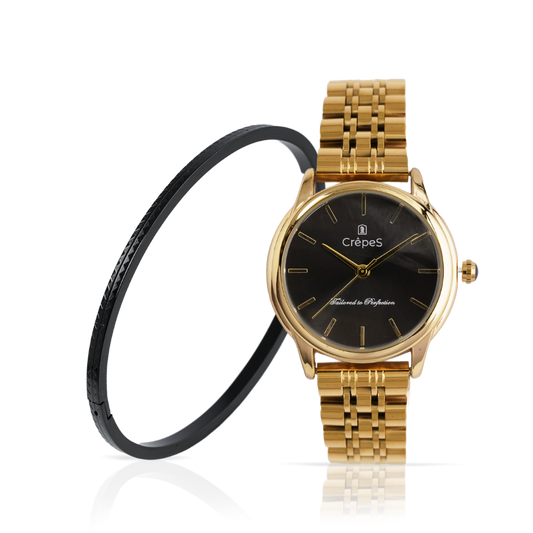 DOME GOLD-BLACK & ZIGZAG BRACELET BLACK COMBO | WOMEN