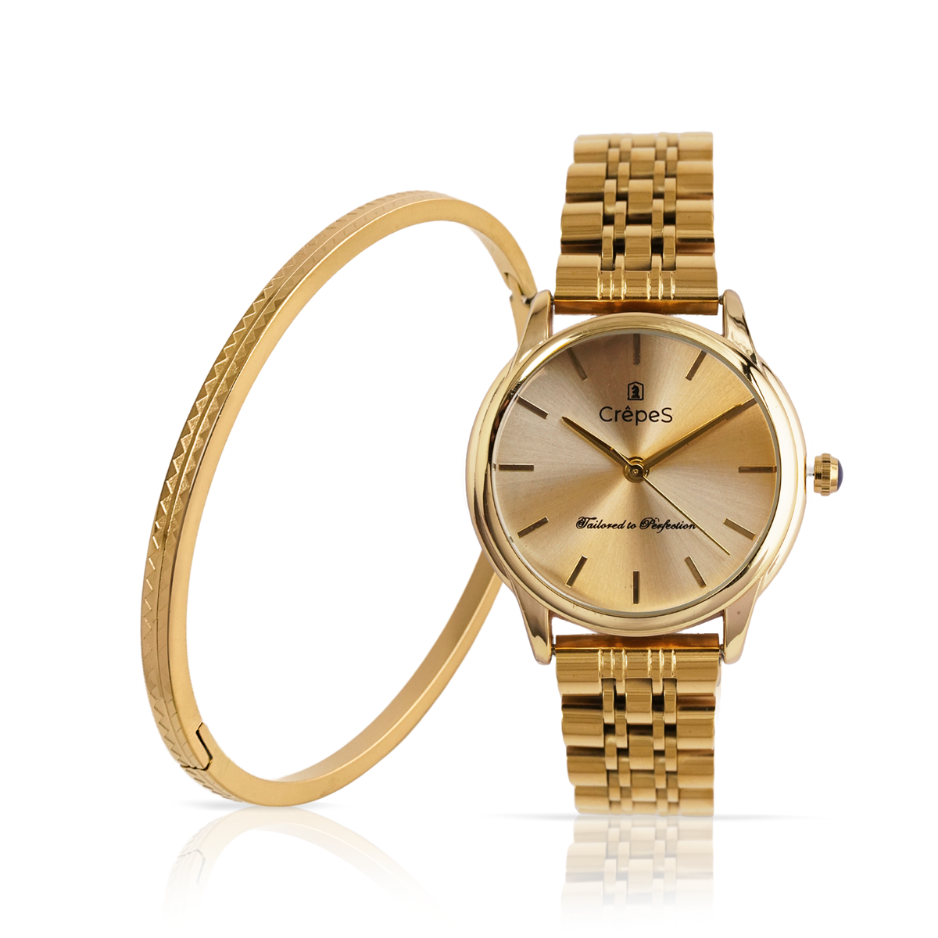 DOME GOLD & ZIGZAG BRACELET GOLD COMBO | WOMEN