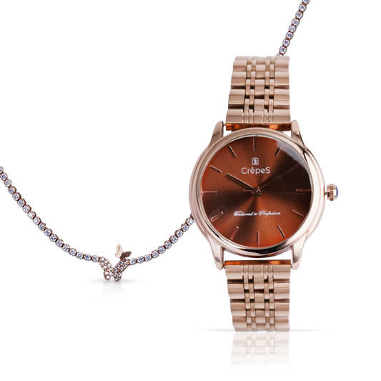 DOME ROSE GOLD-BROWN & STONE BUTTERFLY NECKLACE ROSE-GOLD COMBO | WOMEN