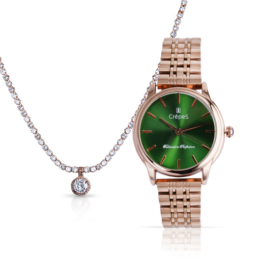 DOME ROSE GOLD-GREEN & STONE CIRCLE NECKLACE ROSE-GOLD COMBO | WOMEN