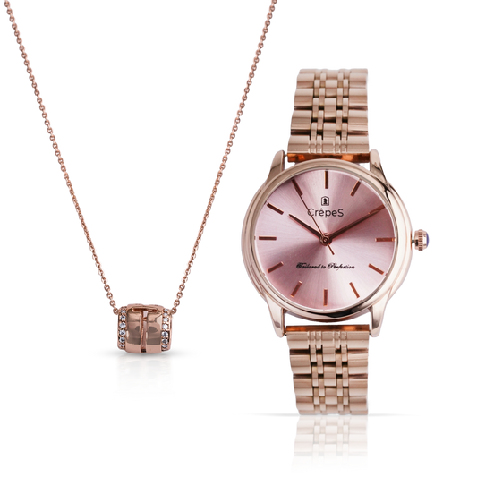 DOME ROSE GOLD-PINK & CYLINDRICAL NECKLACE ROSE-GOLD COMBO | WOMEN