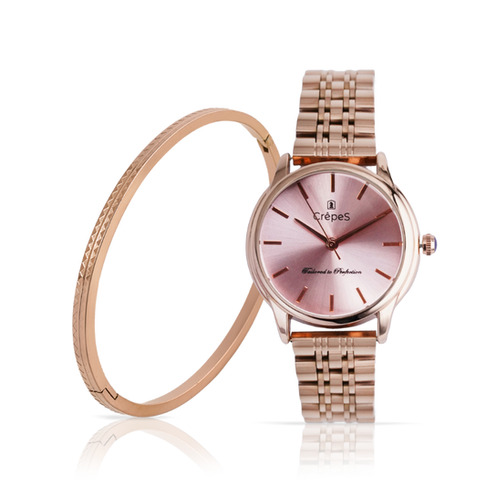 DOME ROSE GOLD-PINK & ZIGZAG BRACELET ROSE-GOLD COMBO | WOMEN