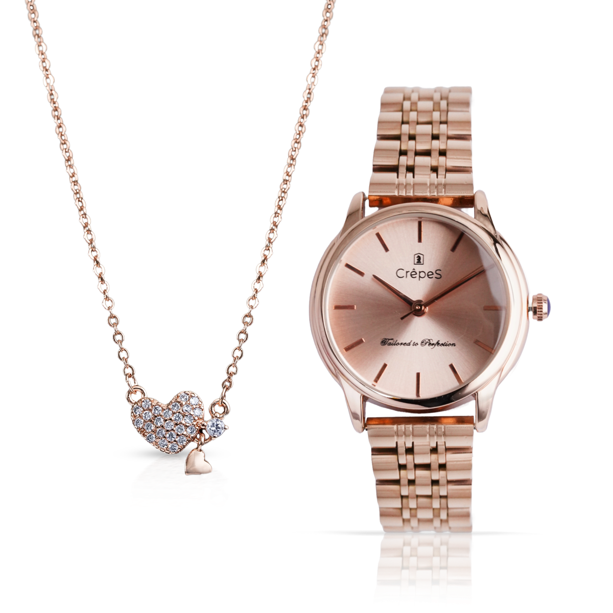 DOME ROSE GOLD & LITTLE HEART NECKLACE ROSE-GOLD COMBO | WOMEN