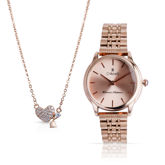 DOME ROSE GOLD & LITTLE HEART NECKLACE ROSE-GOLD COMBO | WOMEN