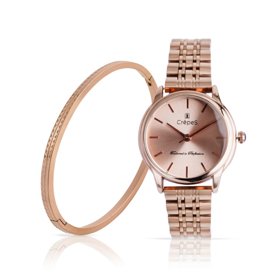 DOME ROSE GOLD & ZIGZAG BRACELET ROSE-GOLD COMBO | WOMEN