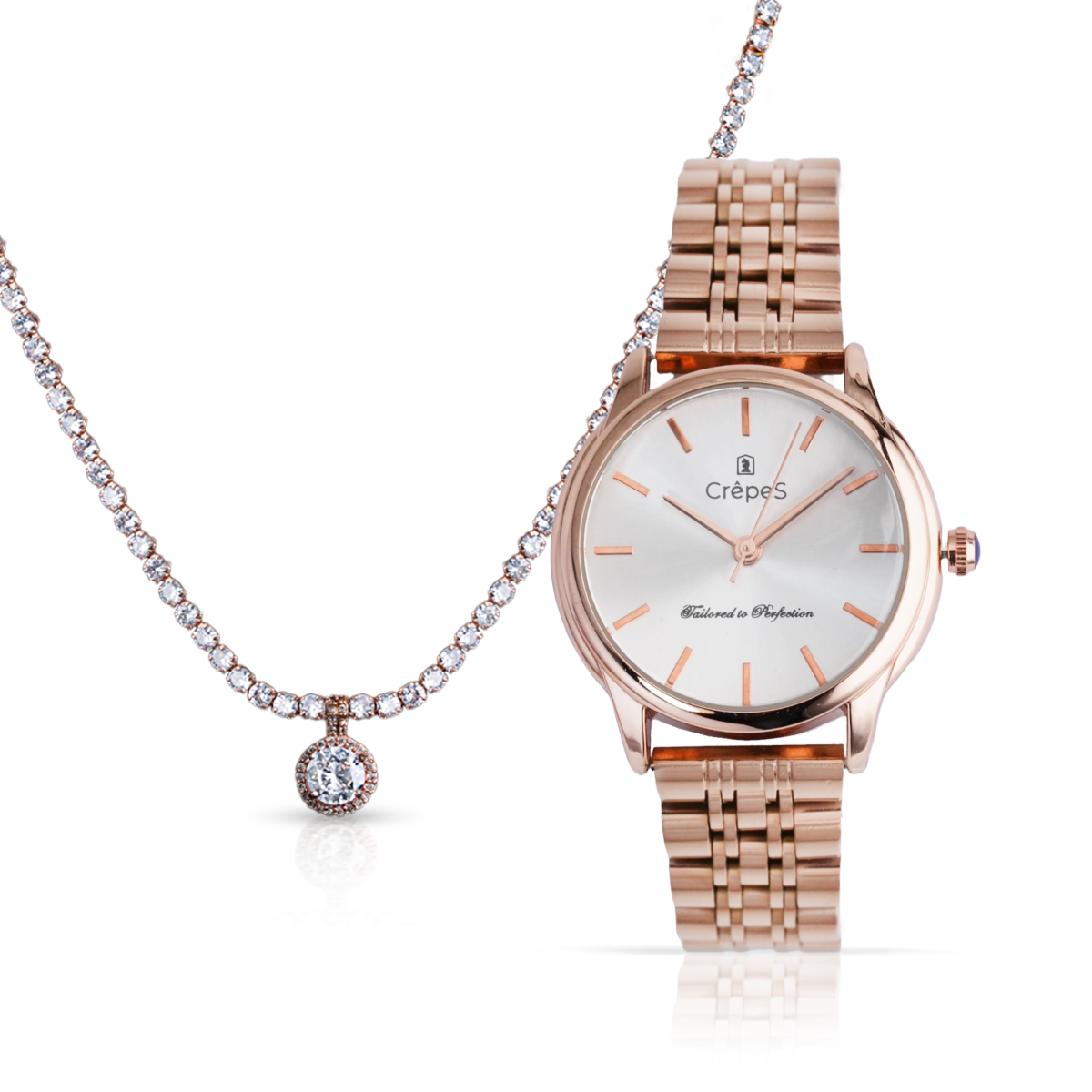 DOME ROSE GOLD-WHITE & STONE CIRCLE NECKLACE ROSE-GOLD COMBO | WOMEN