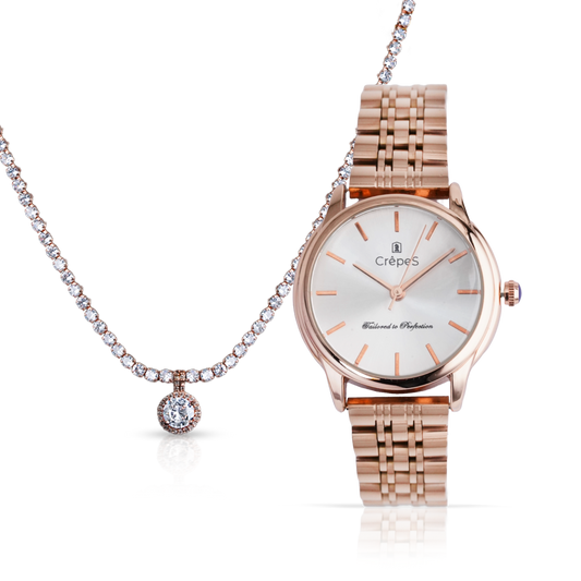 DOME ROSE GOLD-WHITE & STONE CIRCLE NECKLACE ROSE-GOLD COMBO | WOMEN