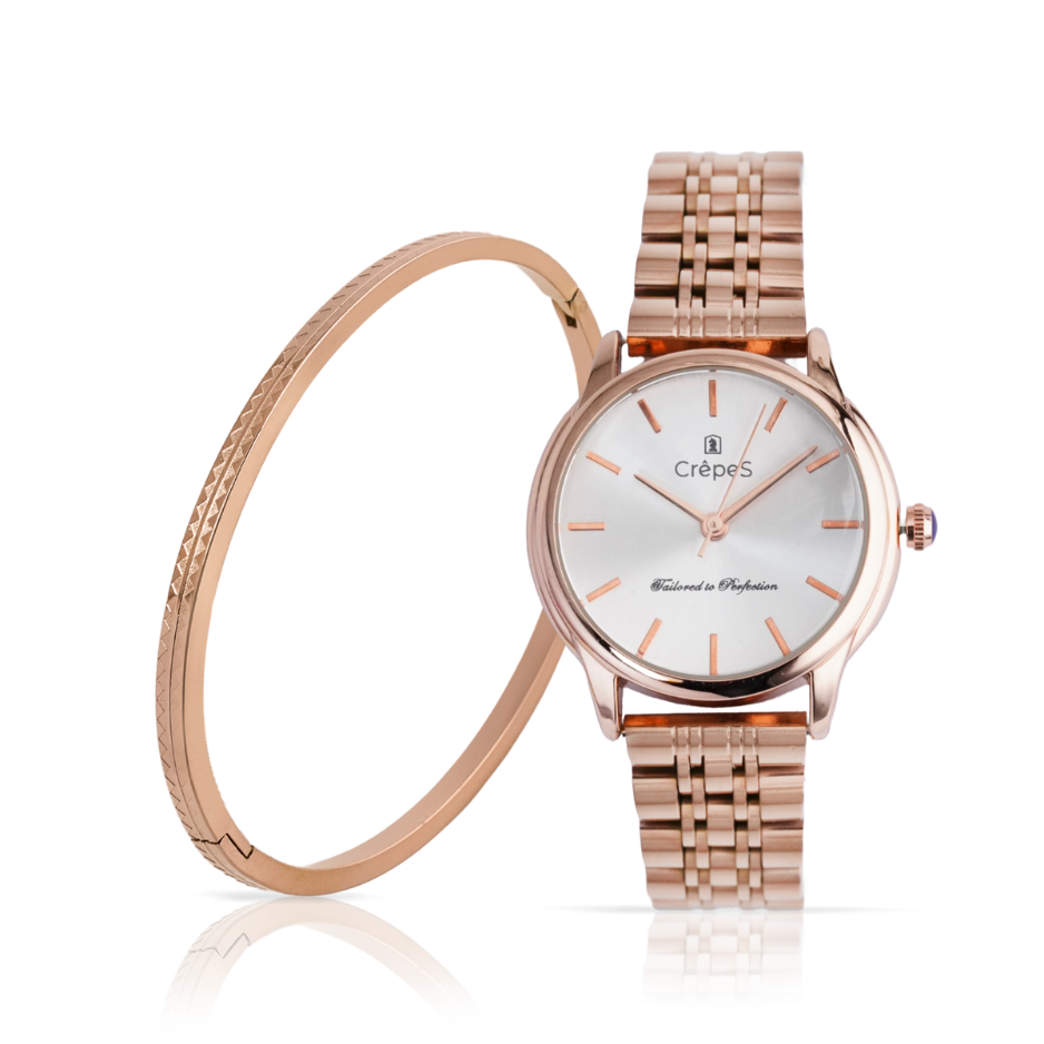 DOME ROSE GOLD-WHITE & ZIGZAG BRACELET ROSE-GOLD COMBO | WOMEN